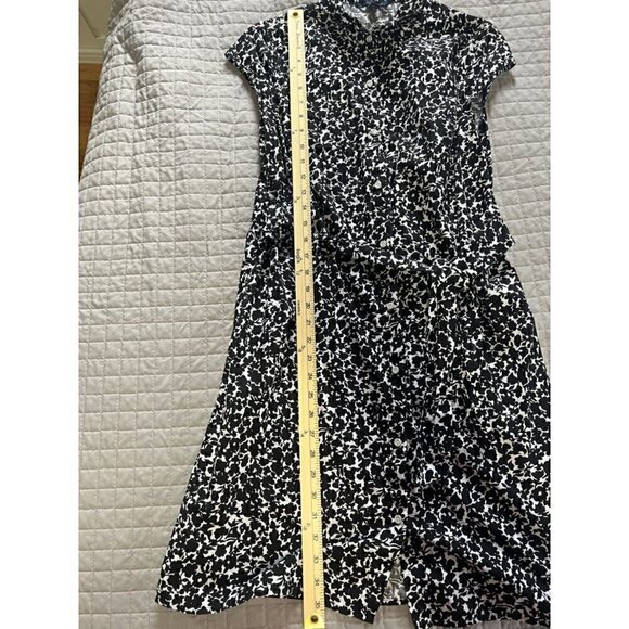 Tommy Hilfiger Shirt Dress Medium Button Front Above Knee Black and White Mini - Picture 3 of 6